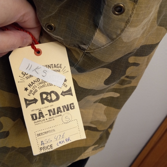 Da-Nang Silk Blend Distressed Camo Military Style Cropped Utility Jacket - Picture 12 of 13